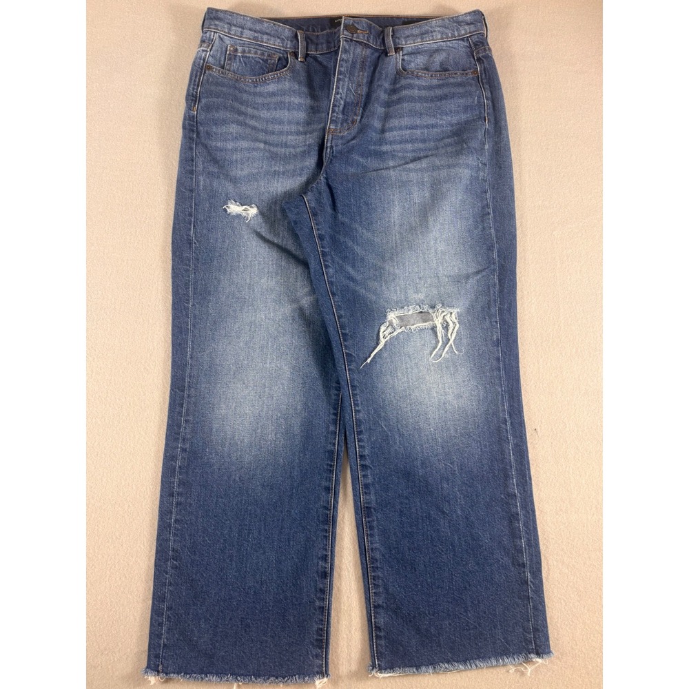 Banana Republic Premium Denim Wide Leg‎ Distressed Raw Hem Jeans Blue Womens
